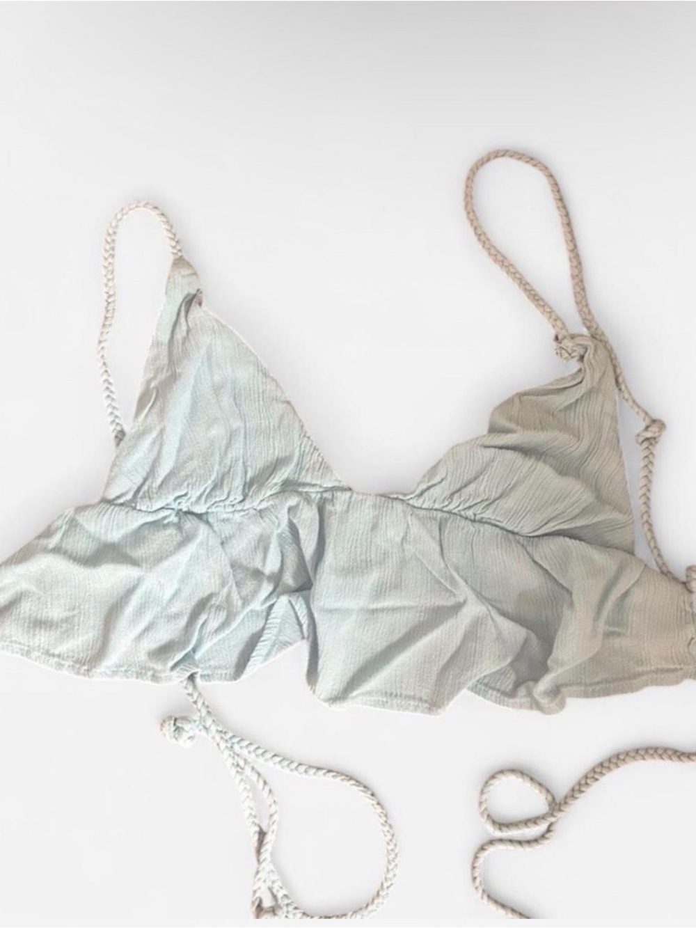 Garage Light Sage Ruffle Backless Top with Rope Straps